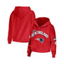 Women's Red New England Patriots Plus Size Modest Cropped Pullover Hoodie
