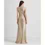 Women's Metallic Sleeveless Turtleneck Gown