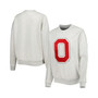 Women's Heather Ash Ohio State Buckeyes Chenille Patch Fleece Sweatshirt