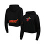 Women's Black Miami Heat Classic Fleece Cropped Pullover Hoodie