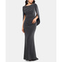 Metallic-Knit Draped Gown
