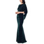 Women's Cowlneck Cape-Back Foil Gown