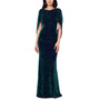 Women's Cowlneck Cape-Back Foil Gown