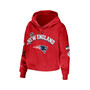 Women's Red New England Patriots Modest Cropped Pullover Hoodie