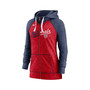 Women's Heathered Red and Heathered Navy Washington Nationals Split Wordmark Gym Vintage-Like Raglan Slub Full-Zip Hoodie