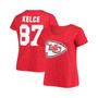 Women's Branded Travis Kelce Red Kansas City Chiefs Plus Size Name Number V-Neck T-shirt