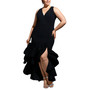 Plus Size Asymmetric Ruffled Gown
