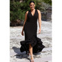 Plus Size Asymmetric Ruffled Gown