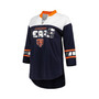 Women's Navy, White Chicago Bears Double Team 3, 4-Sleeve Lace-Up T-shirt