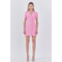 Women's Shank Button V-neckline Knit Mini Dress