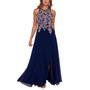 Embellished-Bodice Chiffon Gown