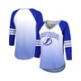 Women's Blue Tampa Bay Lightning Lead Off Tri-Blend Raglan 3/4-Sleeve V-Neck T-shirt