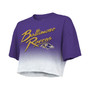 Women's Threads Lamar Jackson Purple, White Baltimore Ravens Drip-Dye Player Name and Number Tri-Blend Crop T-shirt