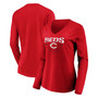 Women's Red Cincinnati Reds Core Live For It V-Neck Long Sleeve T-shirt