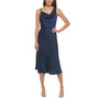 Women's Crepe Satin Cowlneck Midi Dress With Embellished Straps