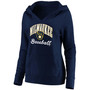Women's Navy Milwaukee Brewers Victory Script Crossover Neck Pullover Hoodie
