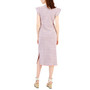 Women's Cotton Striped Flutter-Sleeve Midi Dress