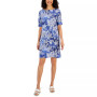 Women's Floral-Print Elbow-Sleeve Dress, Created for Macy's