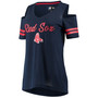 Women's Navy Boston Red Sox Extra Inning Cold Shoulder T-shirt
