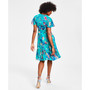 Women's Printed Flutter-Sleeve Fit & Flare Dress