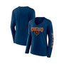Women's Branded Navy Chicago Bears Wordmark Long Sleeve V-Neck T-shirt