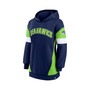Women's Branded College Navy, Neon Green Seattle Seahawks Lock It Down Pullover Hoodie