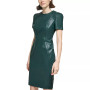 Women's Faux-Leather Short-Sleeve Dress
