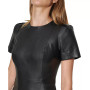Women's Faux-Leather Short-Sleeve Dress