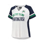 Women's White Notre Dame Fighting Irish Plus Size Stripe Raglan Notch Neck T-shirt