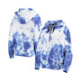 Women's White and Royal Los Angeles Dodgers Dakota Tie-Dye Half-Zip Hoodie