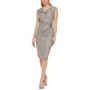 Women's Foil-Knit Cowlneck Side-Beaded Dress