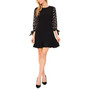 Women's Long Sleeve Mixed-Media Tie-Sleeve Dress
