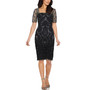 Papell Studio Mesh-Sleeve Beaded Dress