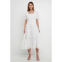Women's Multi Lace Linen Maxi Dress