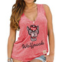 Women's Red NC State Wolfpack Relaxed Henley V-Neck Tri-Blend Tank Top