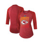 Women's Threads Red Kansas City Chiefs Super Bowl LVII Champions Voyage Tri-Blend 3/4 Sleeve T-shirt