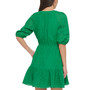 Women's Eyelet Balloon-Sleeve Tasseled-Drawstring Dress