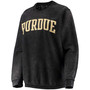 Women's Black Purdue Boilermakers Comfy Cord Vintage-Like Wash Basic Arch Pullover Sweatshirt