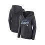 Women's Branded Heather Charcoal Los Angeles Dodgers Simplicity Crossover V-Neck Pullover Hoodie