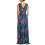 Floral-Print Pleated Gown