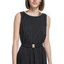 Women's Belted A-Line Midi Dress