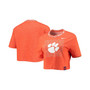 Women's Orange Clemson Tigers Slub Ringer Performance Cropped T-shirt