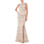Women's Embroidered Mock-Neck Sequined Gown