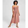 Women's Cotton Smocked Strapless Midi Dress