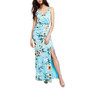 Women's Printed V-Neck Side-Ruched Gown