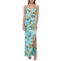Women's Printed V-Neck Side-Ruched Gown