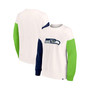 Women's Branded White Seattle Seahawks Colorblock Primary Logo Pullover Sweatshirt