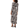 Women's Printed Ruched 3/4-Sleeve Maxi Dress