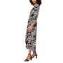 Women's Printed Ruched 3/4-Sleeve Maxi Dress