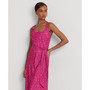 Women's Geo-Print Belted Crepe Midi Dress